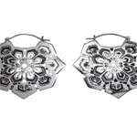 ASA Oversized Asa No Ha Mandala Disc Earrings in White Brass | 16 gauge