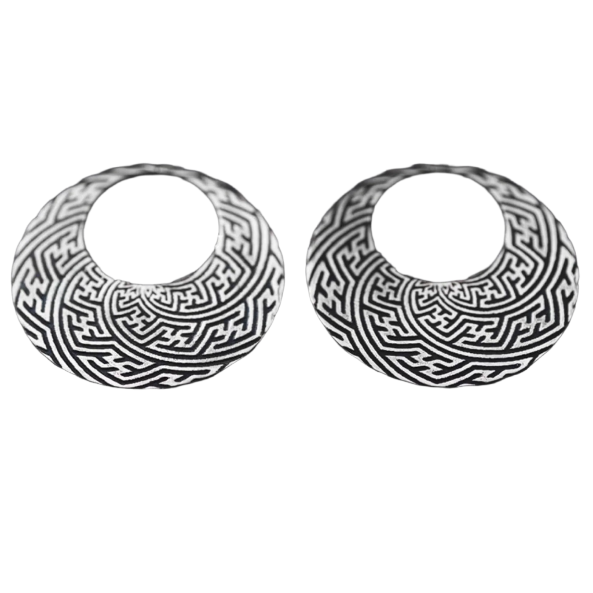 SAYAMOON Tribal Sayagata Hoop Boucles d'oreilles en argent 925 | calibre 12
