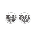 CONIBOS Tribal Shipibo Hoop Disc Earrings in White Brass | 16 gauge