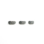 Three Silver 925 septum clickers in different inner diameters (6mm, 8mm, and 10mm), arranged in a row to compare sizing options.