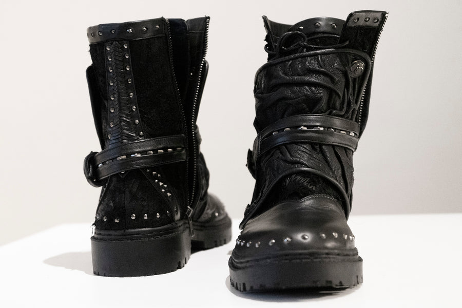 MAGMA Wasteland Studded Leather Ankle Combat Boots