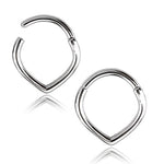 Introducing the TIKA Teardrop Clicker Ring in 316 Surgical Steel by Kaya Movement: a striking pair of silver hoop earrings with a unique geometric design. Each earring, made from 316L Surgical Steel, features a pointed bottom resembling a teardrop shape and has an easy-to-use closure mechanism at the top. Their minimalist design ensures versatile use as piercings, finished with a shiny reflective surface.