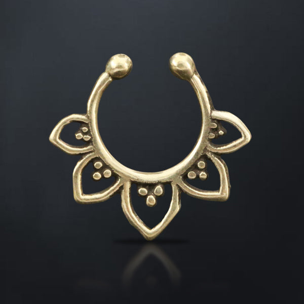 MAWAR Lotus Fake Septum Ring in Gold