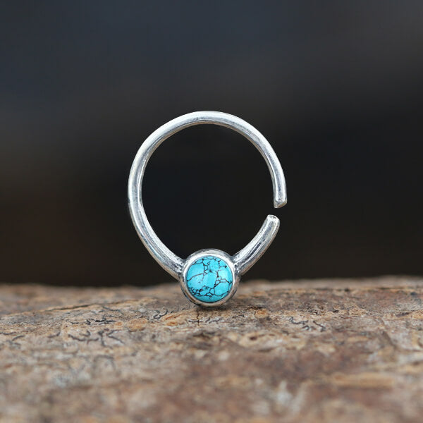 NAE Turquoise Septum Ring in Sterling Silver | 18g