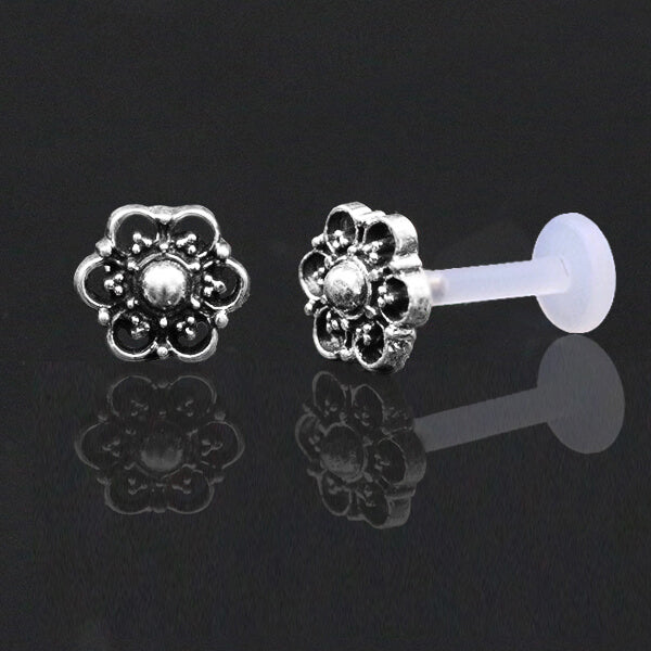 BLOSSOM Labret Stud in Silver | 16 gauge