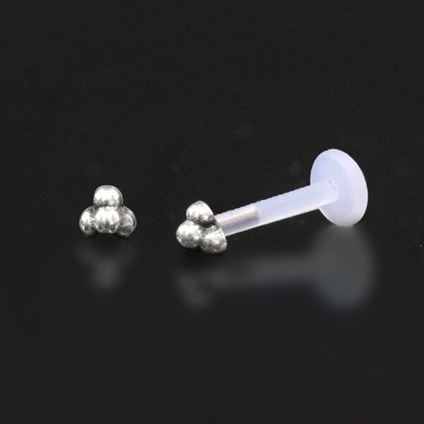 TRINITY Beaded Labret Stud in Silver | 16 gauge