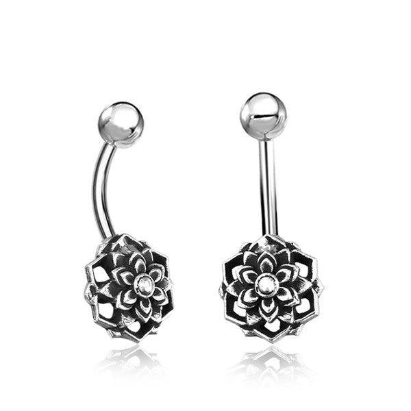 PADMA Fleur de Lotus Mandala Piercing Nombril en Argent | calibre 14