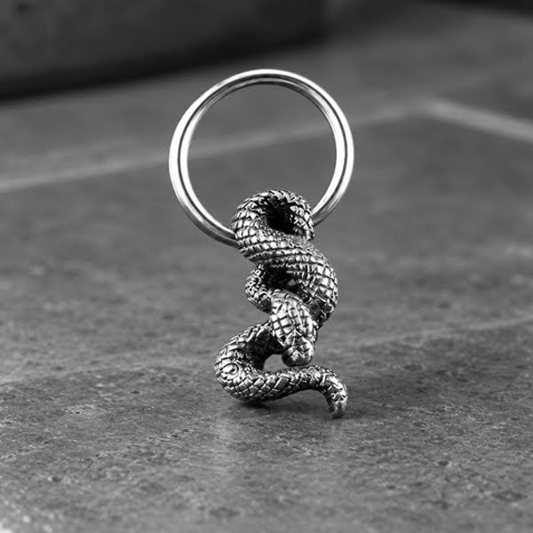 Silver-tone snake piercing ring