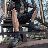 MAGMA Wasteland Bottines de combat en cuir clouté