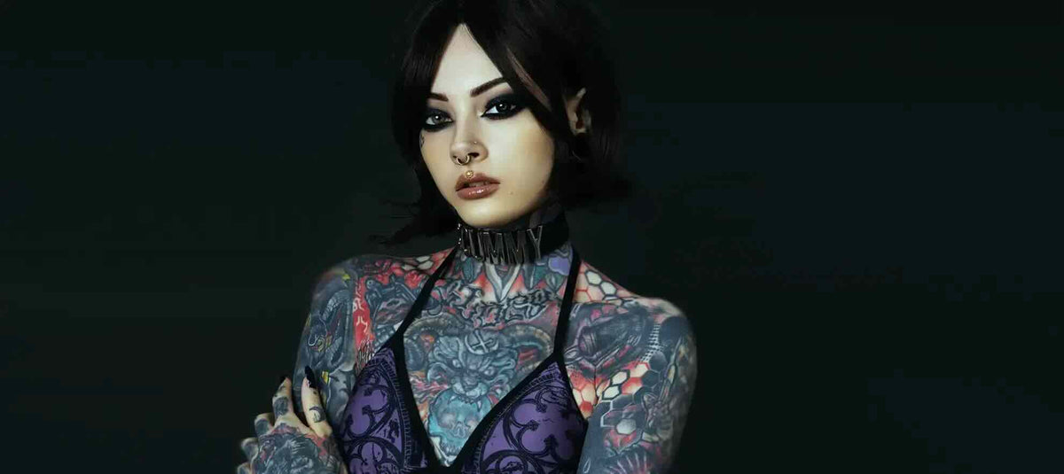 Kaya Movement alternative fashion campaign featuring a tattooed model.