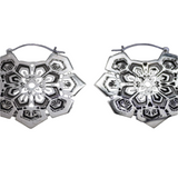 ASA Boucles d'oreilles disque surdimensionnées Asa No Ha Mandala en laiton blanc | calibre 16