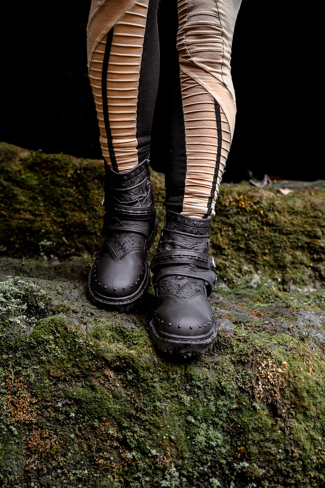 MAGMA Wasteland Studded Leather Ankle Combat Boots