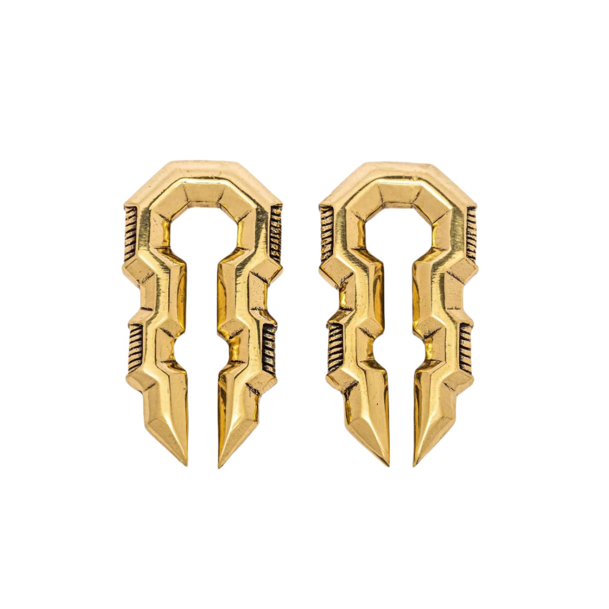TECHRE Poids d'oreille futuristes Sci Fi Hexagon Keyhole en or | 0 jauge