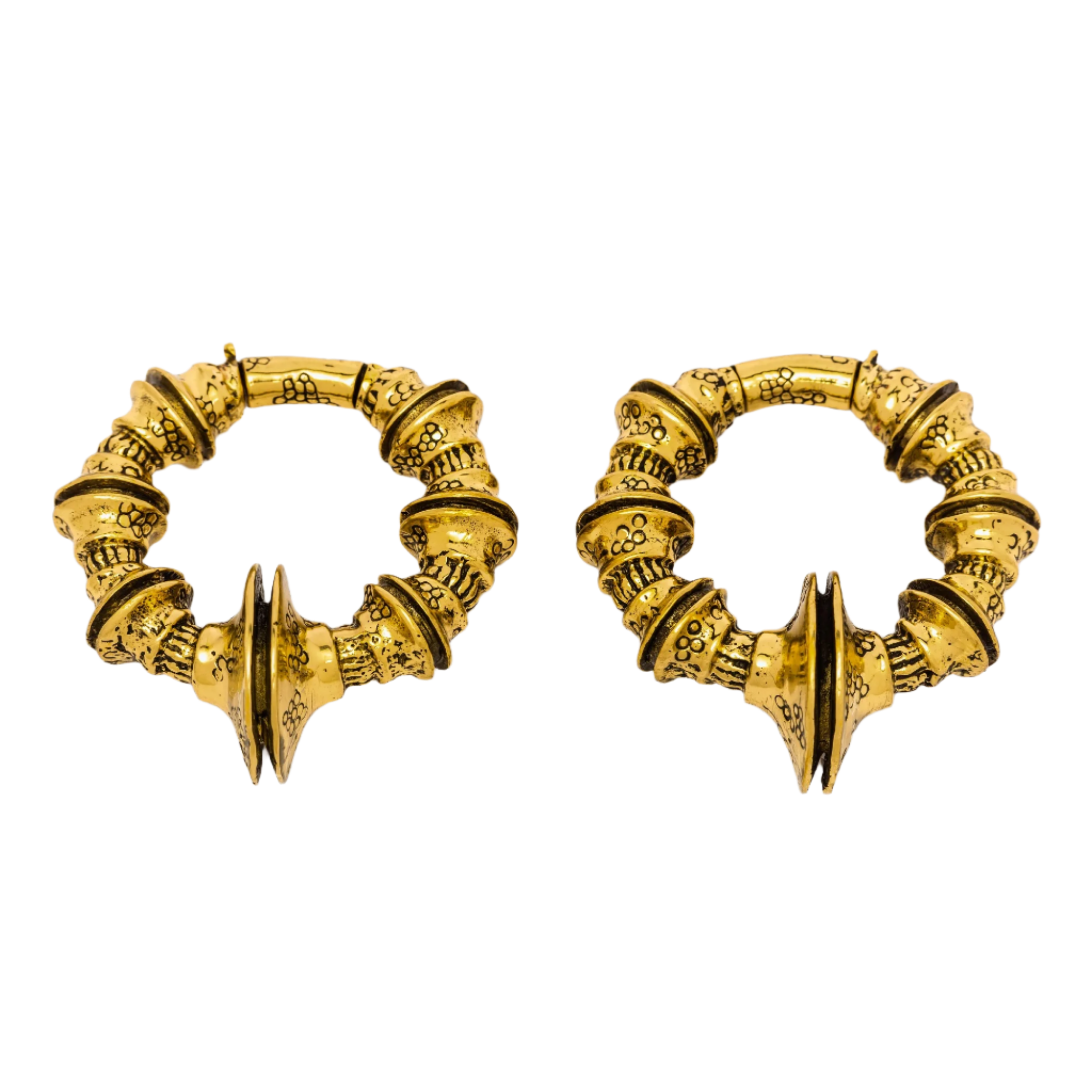 TRAKARA Heavy Tribal Cyborg Clicker Ear Weights in Gold | 2 gauge