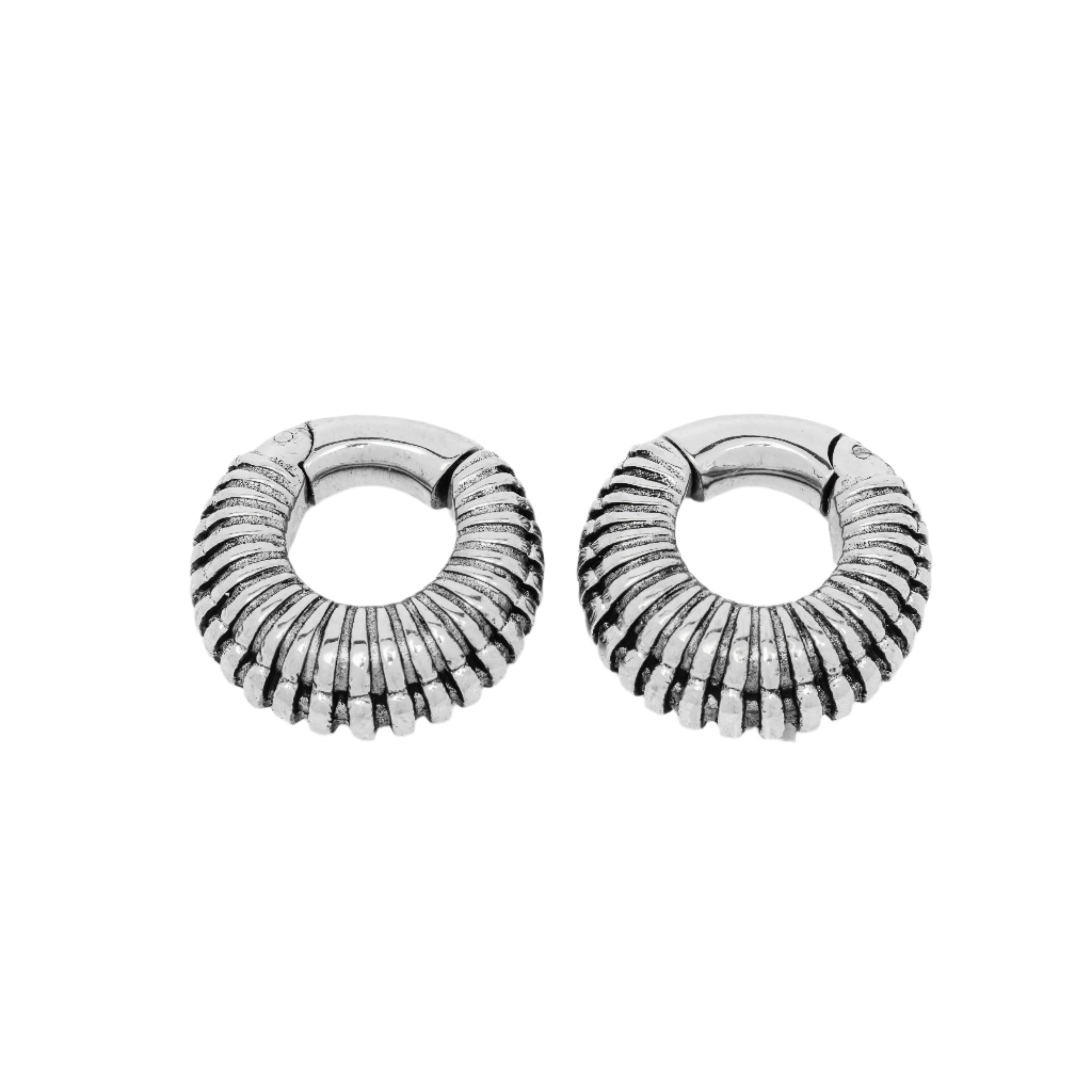 TRILOBITE Small Biomechanical Clicker Ear Weights in Silver 925 | 2 gauge