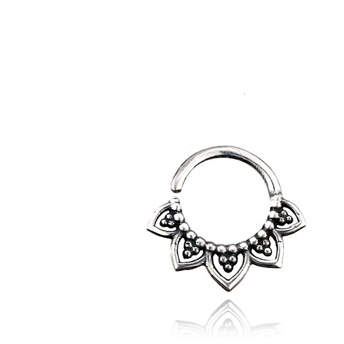 KAMAL Lotus Flower Ring in Silver | 16 gauge