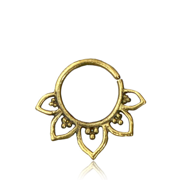 MAWAR Lotus Flower Septum Ring in Gold | 18 gauge