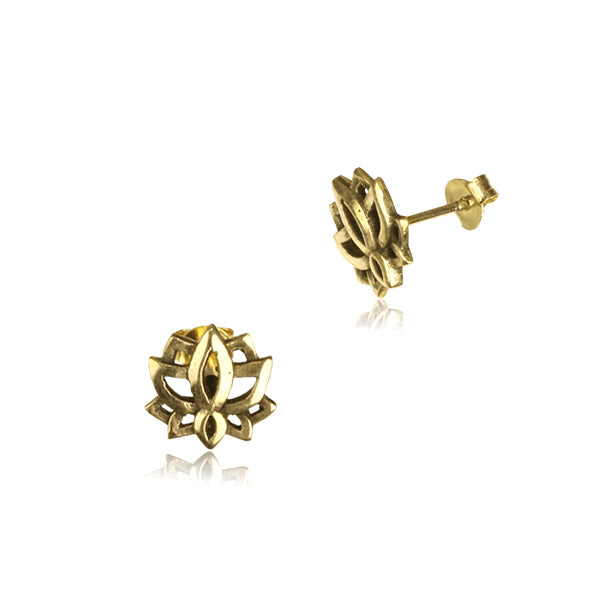 ALLY Lotus Flower Stud Earrings in Gold | 18 gauge