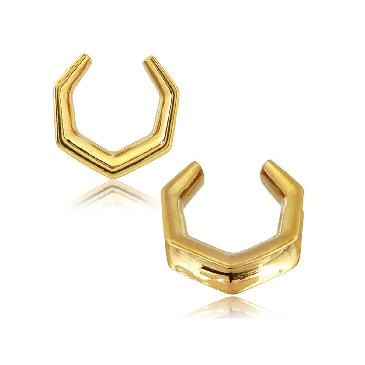 Tunnels de selle minimalistes OCTAGON en or | 6mm à 25mm / 2g à 1Inch
