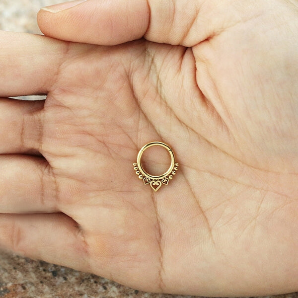 ALYA Lotus Flower Clicker Septum Ring in Gold | 16 gauge
