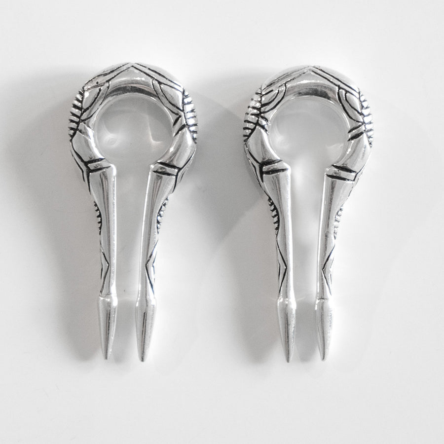EXRO Biomechanical Cyborg Keyhole Ear Weights in Silver | 2 gauge