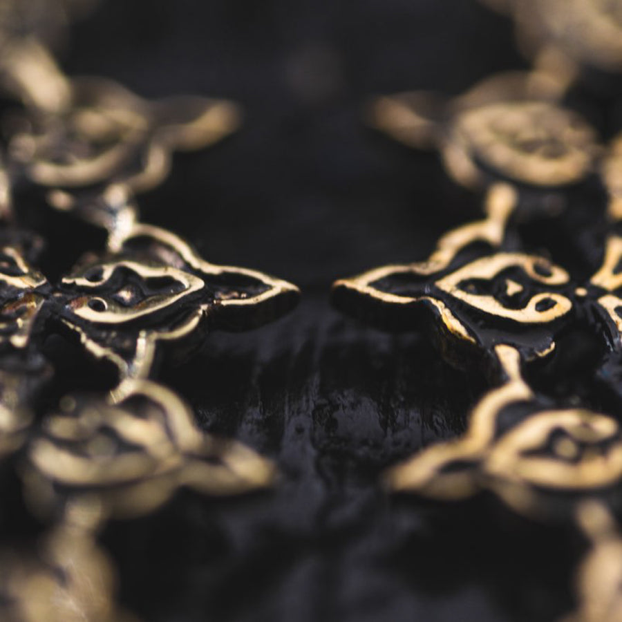 MOZAIKA Oversized Gothic Disc Earrings in Gold Brass | 16 gauge