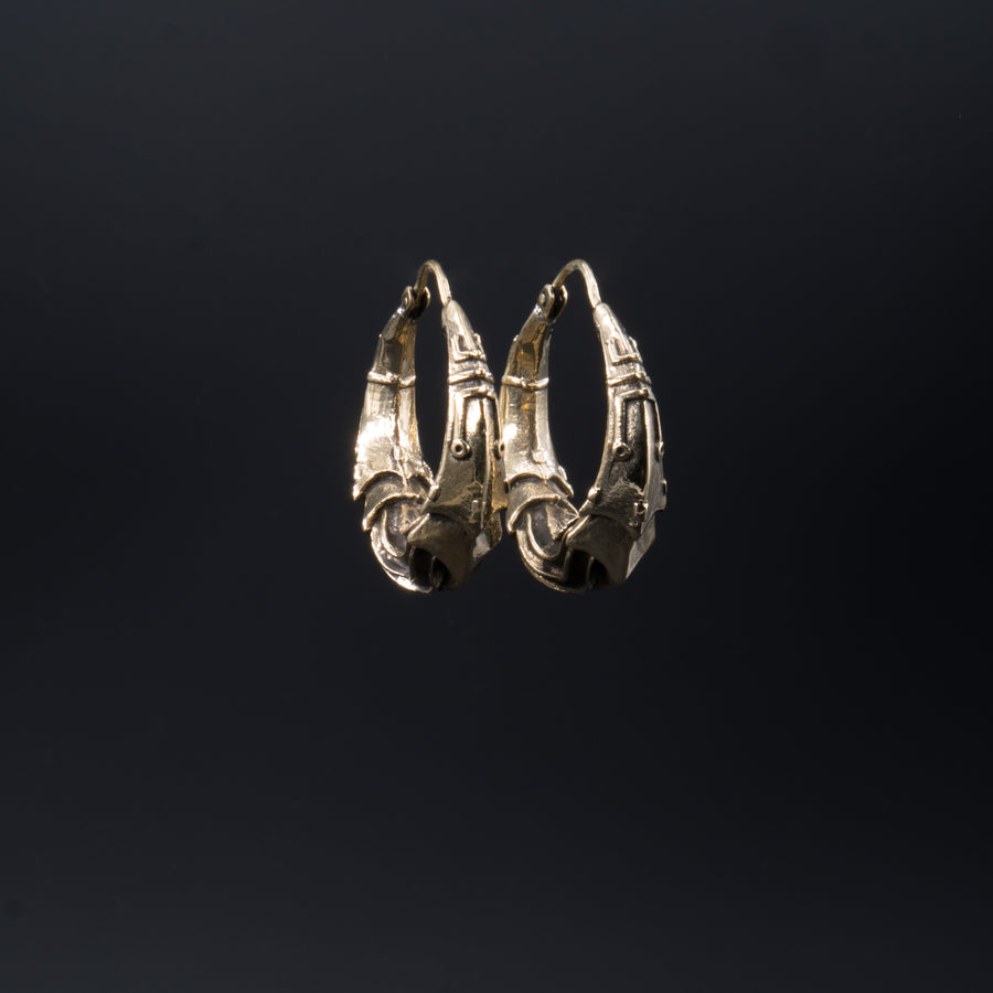 PROMETHEUS Medium Biomechanical Hoop Earrings in Gold | 18 gauge