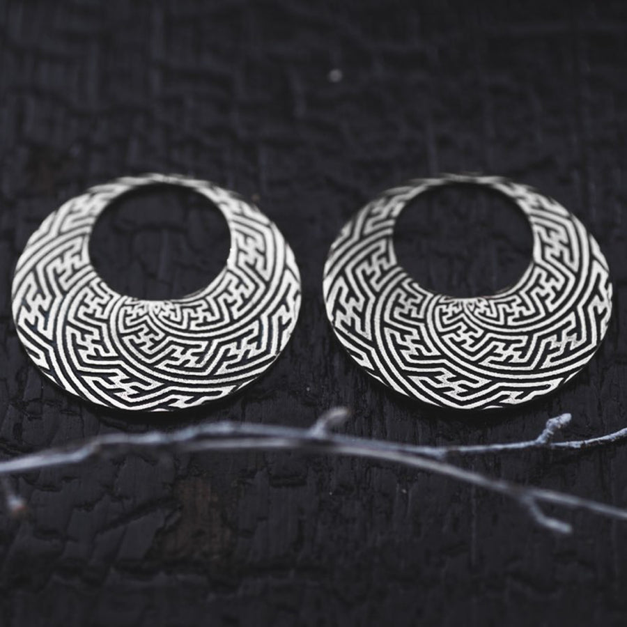 SAYAMOON Tribal Sayagata Hoop Boucles d'oreilles en argent 925 | calibre 12