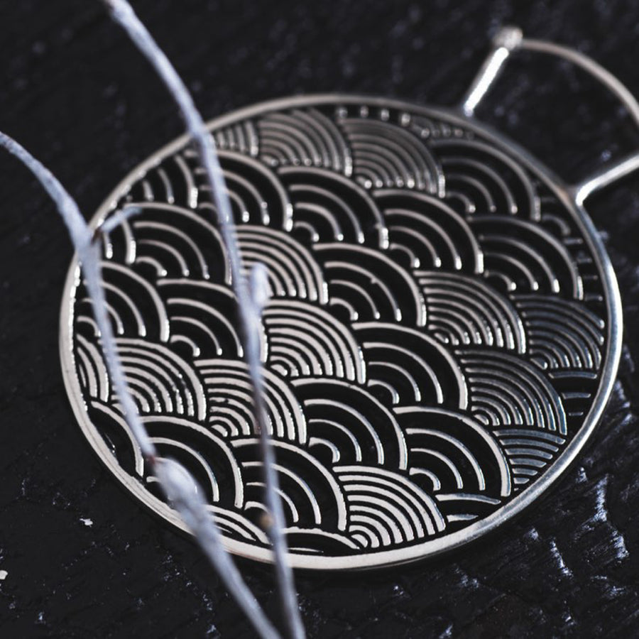 SEIGAIHA Oversized Japanese Geometry Disc Earrings in Silver | 16 gauge