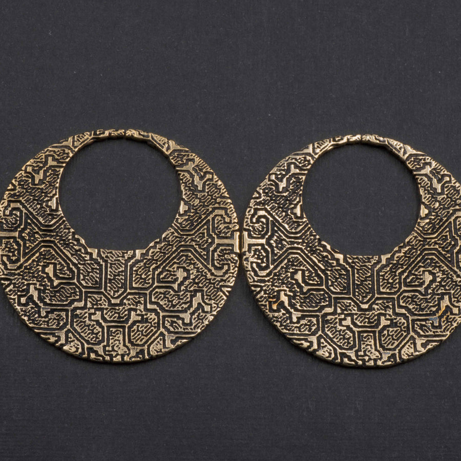 OLIVIA Tribal Shipibo Boucles d'oreilles créoles sans couture en or | calibre 12