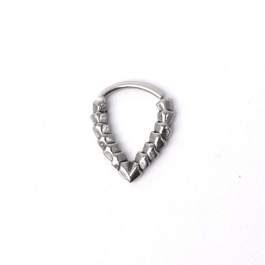 KAMO Biomech Teardrop Clicker Septum Ring in Silver | 16 gauge