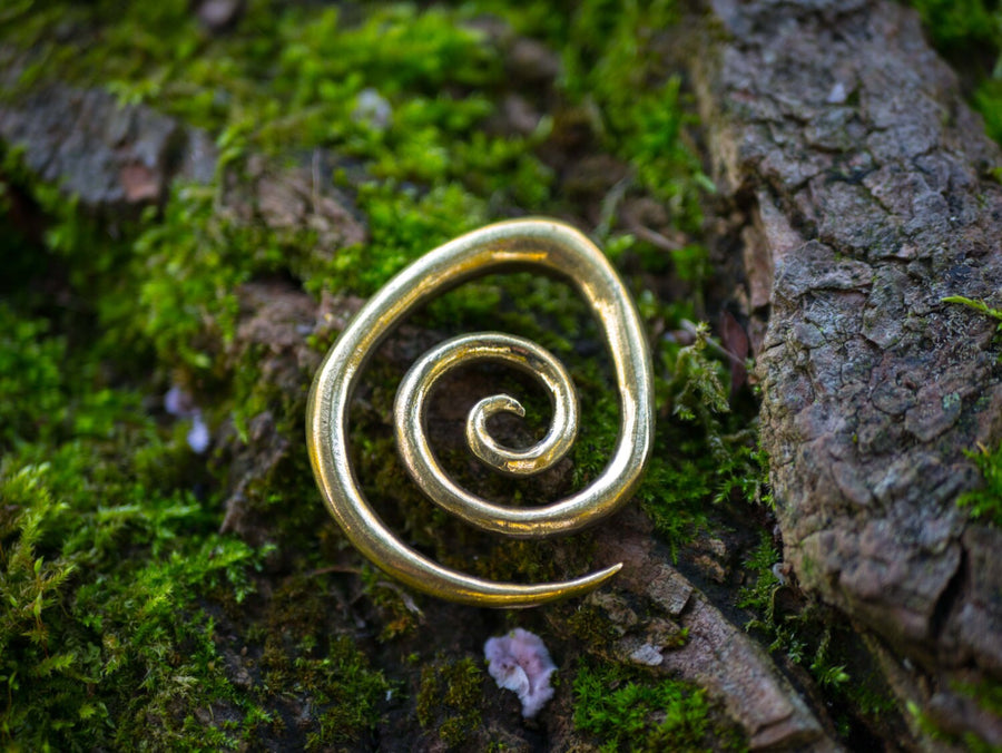 Brass Spiral heavy ear weight Spirale d'oreille en laiton 8mm, bijoux de Lobe tendu, Ecarteurs Lourds, Poids 42grams