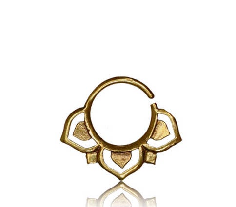 TWIL Bague Lotus Mandala Septum en laiton doré | calibre 18