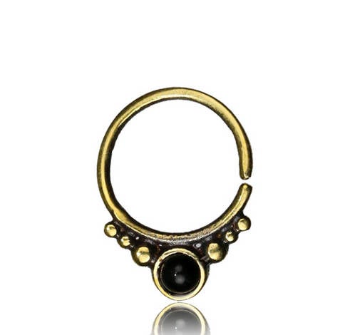 ANI Seamless Septum Ring in Gold & Onyx | 16 gauge
