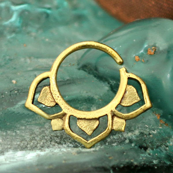 TWIL Lotus Mandala Septum Ring in Gold | 18 gauge