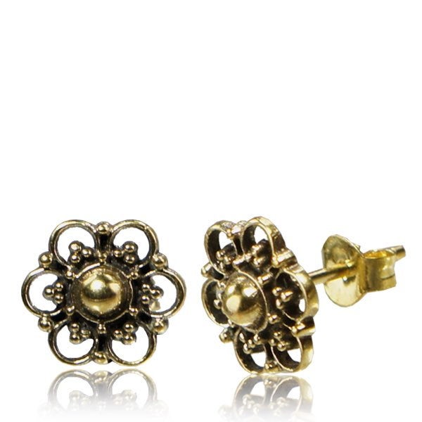 Boucles d'Oreilles Tige Fleur MIA en Doré | calibre 18