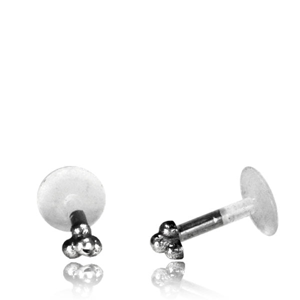 TRINITY Beaded Labret Stud in Silver | 16 gauge