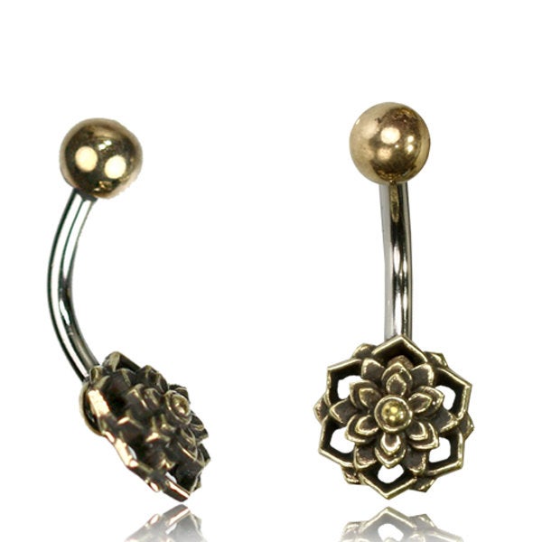 Piercing Nombril Fleur de Lotus en laiton doré | calibre 14