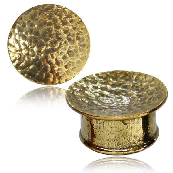 Plugs de selle ronds martelés en laiton doré | Jauge de 8 mm à 16 mm