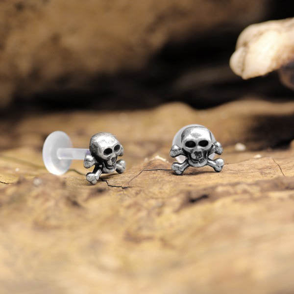 PIRA SKULL Labret Stud en Argent | calibre 16