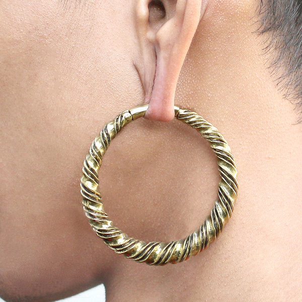 TOWA Thick Hoop Ear Weights in Gold | 6 gauge
