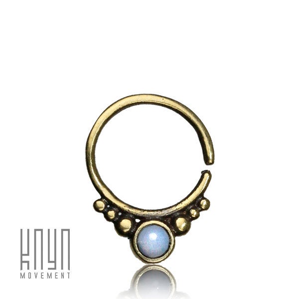 ANI Seamless Septum Ring in Gold & Moonstone | 16 gauge