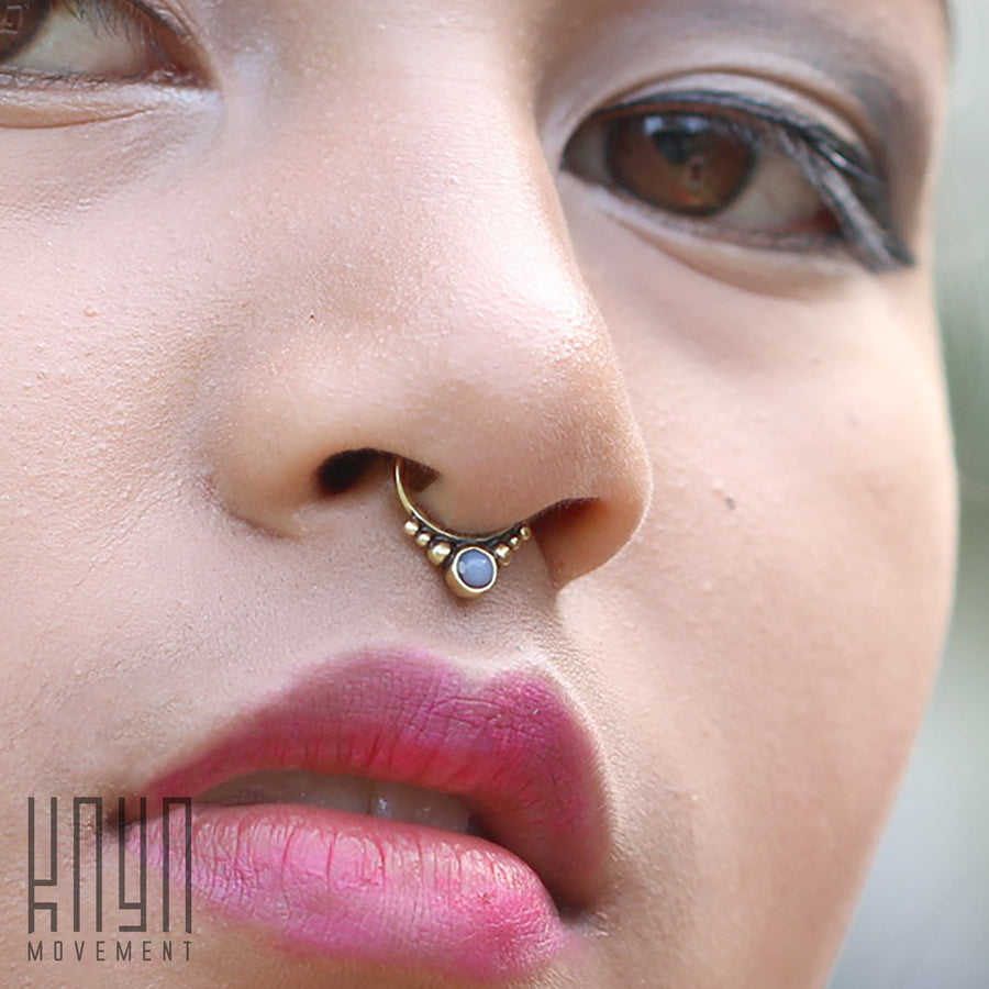 ANI Seamless Septum Ring in Gold & Moonstone | 16 gauge