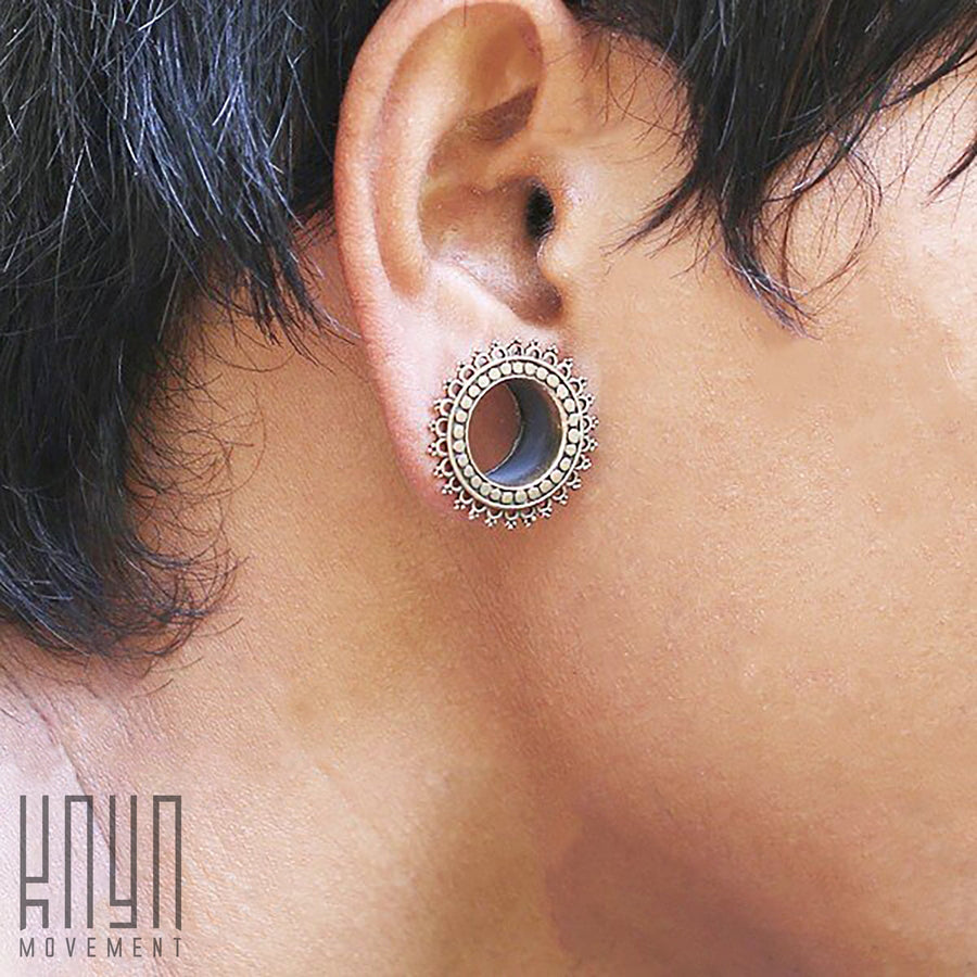TIMO Sacred Lotus Mandala Round Tunnels in Gold | 3mm to 18mm gauge