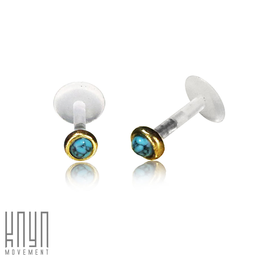 KEA Labret Stud en Or &amp; Turquoise | calibre 16