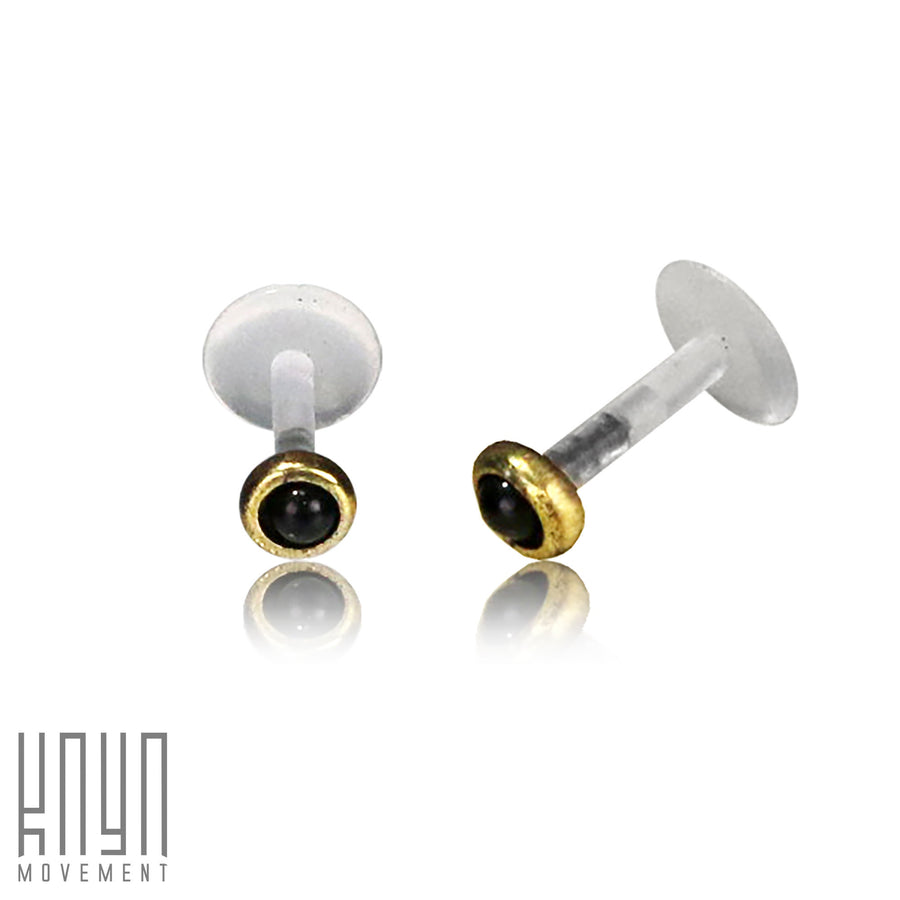 KEA Labret Stud in Gold & Onyx | 16 gauge