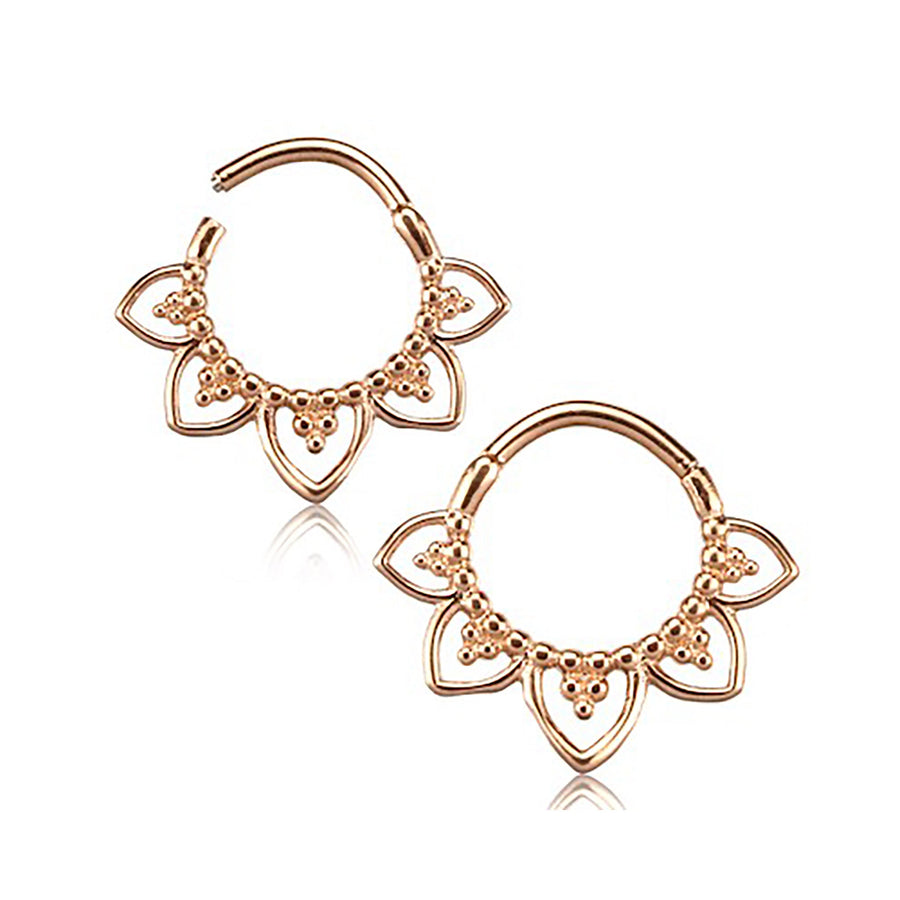 MAWAR Lotus Clicker Septum Ring en Or Rose | calibre 16