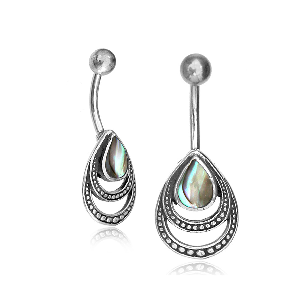 Piercing Nombril Larme IBOSA en Argent & Coquille d'Ormeau | calibre 14