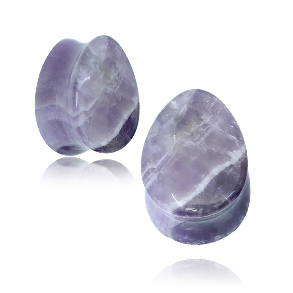 Plugs de selle en pierre de larme d'améthyste | Jauge de 8 mm à 25 mm