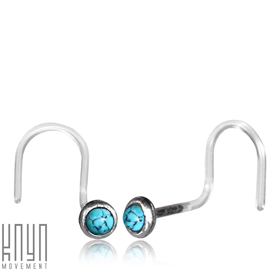 EDEN Nose Screw Stud in Silver with Turquoise | 20 gauge